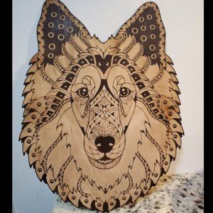 Laser Engraved Wooden Collie Home Decor